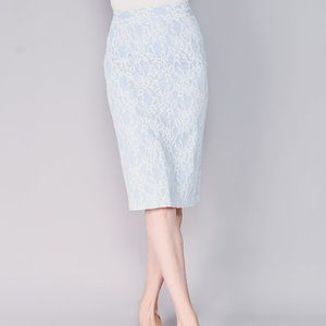 CALVIN LUO Lace Overlay Pencil High-Rise Skirt NWT S